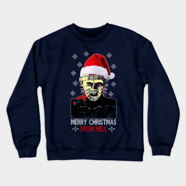 Hellraiser Pinhead Merry Christmas From Hell Crewneck Sweatshirt by Nova5